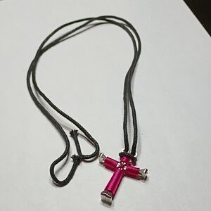 Pink and Silver Cross Necklace